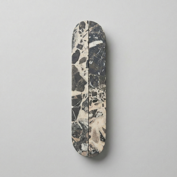 Door Handle - Calacatta Black - Round